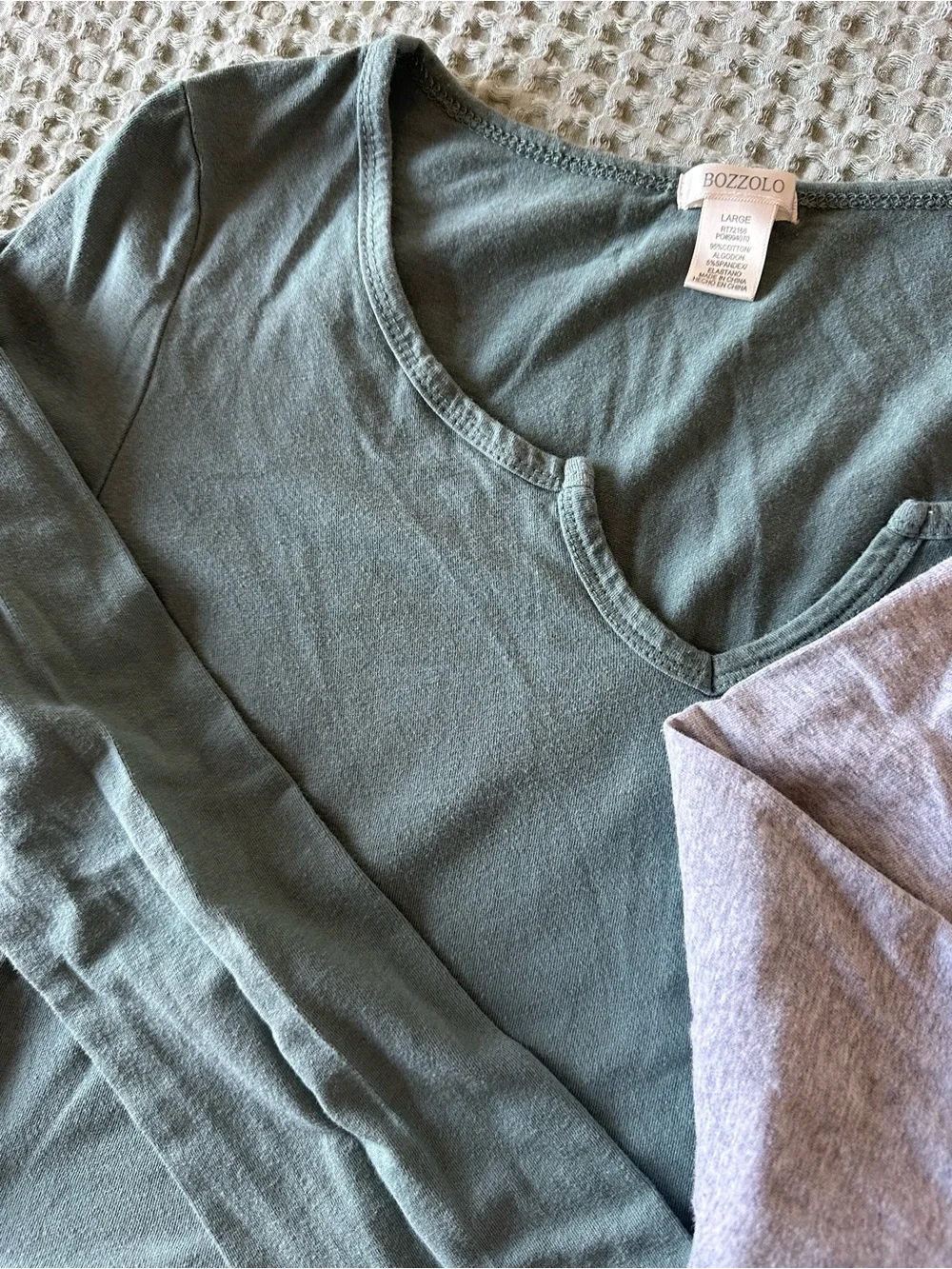 BUNDLE - Bozzolo Long Sleeve Tops in Sage Green & Light Gray